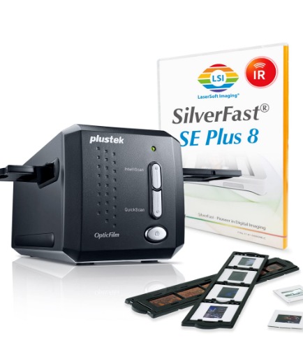 Plustek OpticFilm 8200i SE , 35mm Film & Slide Scanner. 7200 dpi / 48-bit Output. Integrated Infrared Dust/Scratch Removal. Bundle Silverfast SE Plus 8.8 , Support Mac and PC. - 