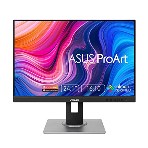ASUS ProArt Display PA248QV 24.1” WUXGA (1920 x 1200) 16:10 Monitor, 100% sRGB/Rec.709 ΔE < 2, IPS, DisplayPort HDMI D-Sub, Calman Verified, Anti-glare, Tilt Pivot Swivel Height Adjustable, Black - 24.1" IPS 16:10 1920x1200 DP HDMI D-Sub