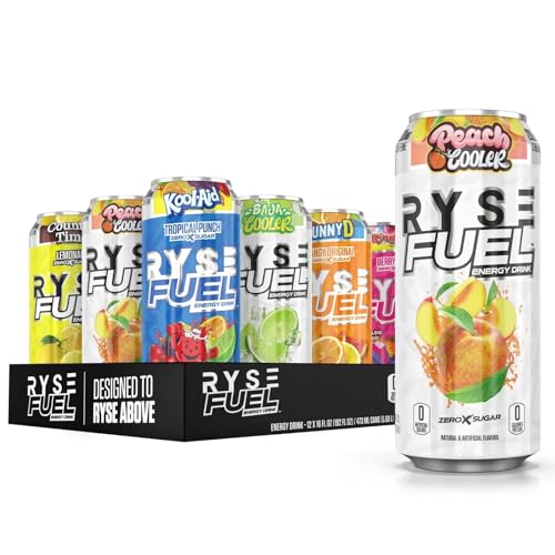 RYSE Fuel Sugar Free Energy Drink | Vegan Friendly, Gluten Free | No Fillers & No Artificial Colors | 0 Calories | 200mg Natural Caffeine | 12 Pack (Variety Pack) - Variety Pack