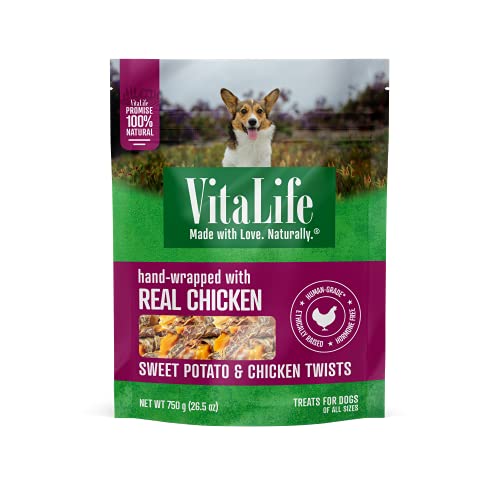 VitaLife 750 g Sweet Potato & Chicken Twists, All Natural Dog Treats