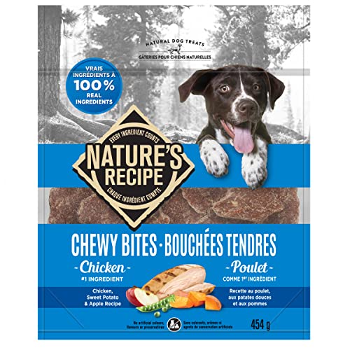 Nature's Recipe Chewy Bites Grain Free Chicken, Sweet Potato & Apple Recipe Dog Treats 454g - Chicken, Sweet Potato, & Apple - 454 g (Pack of 1)