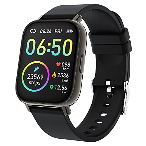 Smart Watch, Fitness Tracker 1.69" Touch Screen Fitness Watch with Heart Rate Sleep Monitor, Step Counter for Men Women Activity Trackers IP68 Waterproof Smartwatch Sports for iOS Android - Black