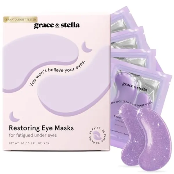 grace & stella Retinol Under Eye Masks  - Eye Treatment Gels - Restoring Under Eye Patches for Puffy Eyes and Dark Circles - Gel Eye Mask for Under Eye Patches - Vegan, Cruelty-Free, 24 Pairs