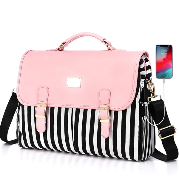 LOVEVOOK Laptop Bag for Women Large Capacity Computer Bags Cute Messenger Bag Briefcase Business Work Bags Purse, 15.6inch, Pink-Pro - 15.6 Inch Pink-pro