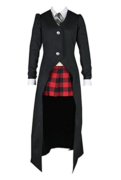 LYLAS Cosplay Costume Black Long Cloak with Red Short Skirt