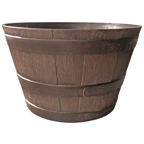52cm Walnut Whiskey Barrel Planter Pot