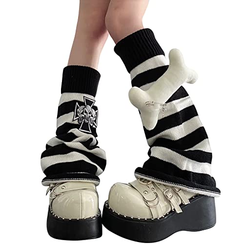 Lebaley Women Japanese Style Kawaii Leg Warmers Wool Ball Knit Long Leg  Warmers Loose High Socks