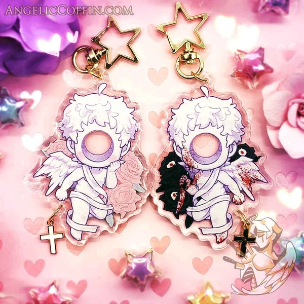 Eldritch Angel Cherub Keychain Acrylic Charm, Weirdcore, Angelcore Aesthetic