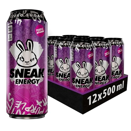 SNEAK Energy Drink Cans | Purple Storm | No Sugar. No Nasties. Just Natural Caffeine, Focus Boosting Nootropics in a Can | 500ml x 12 - Purple Storm - 500ml (Pack of 12)