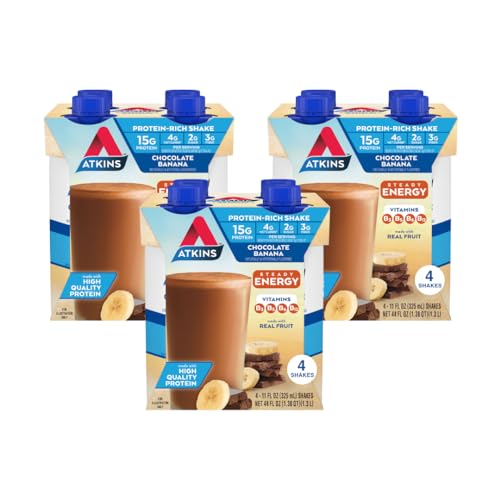 Atkins Chocolate Banana Protein Shake 11 Fl Oz (Pack of 12)