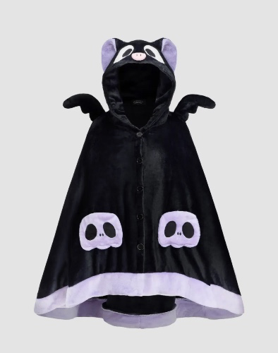 Bat Pattern Hooded Blanket