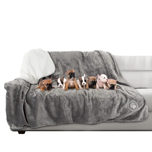 PETMAKER Waterproof Pet Blanket Collection – Reversible Pink Throw Protects Couch, Car, Bed from Spills, Stains, or Fur Â– Dog and Cat Blankets (50x60) - X-Large Gray
