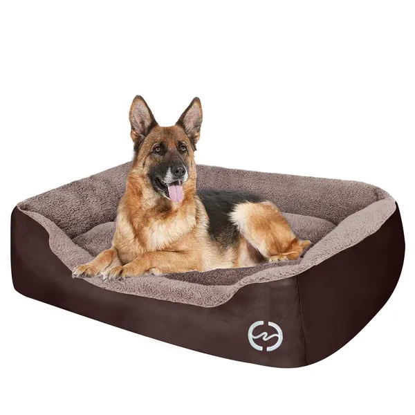 PUPPBUDD Pet Dog Bed for Medium Dogs(XXL-Large for Large Dogs),Dog Bed with Machine Washable Comfortable and Safety for Medium and Large Dogs Or Multiple - XXL-Large-35.4''x27.6'' Brown