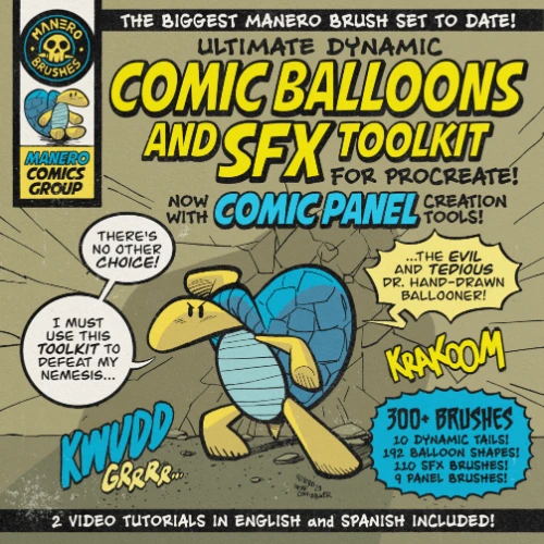 Ultimate Dynamic Comic Panels, Balloons and SFX Toolkit for Procreate