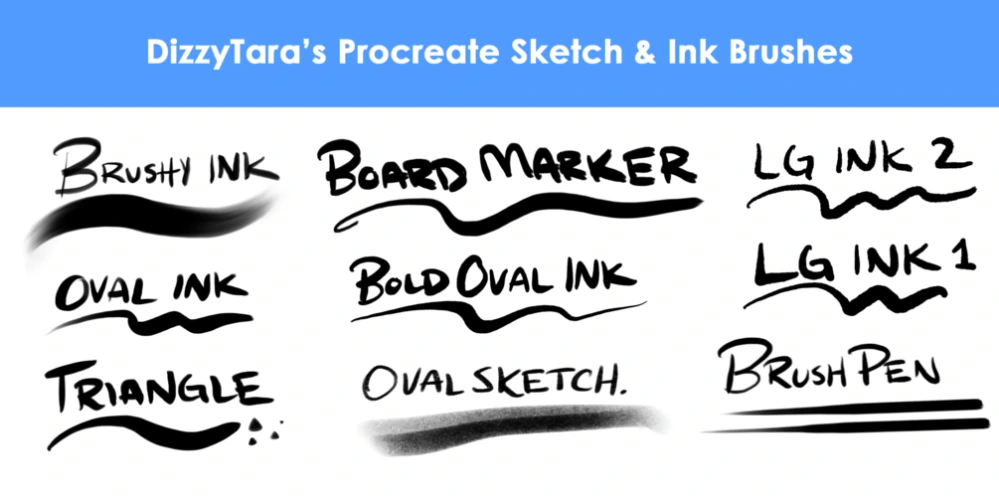 DizzyTara's Sketch & Ink Procreate Brushes