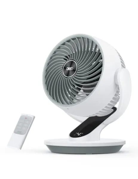 Dreo Oscillating Fan for Bedroom, 13 Inch Quiet Table Fans for Home Whole Room, 70ft Powerful Airflow, Desk Air Circulator Fan with Remote, 120° Adjustable Tilt, 4 Speeds, 8H Timer, for Office Desktop - White - Fans