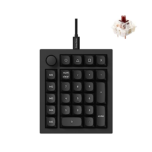 Keychron Q0 Plus Wired Full Aluminum Custom Number Pad, QMK/VIA Programmable Macro with Hot-swappable Gateron G Pro Brown Switch Compatible with Mac Windows Linux (Black) - Hot-swap Gateron G Pro Brown Switch