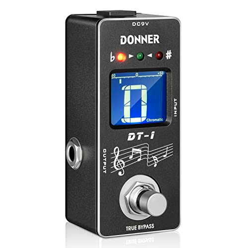 Donner Tuner Pedal, Dt-1 Chromatic Guitar Tuner Pedal with Pitch Indicator for Electric Guitar and Bass True Bypass - Black Tuner