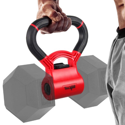 Yes4All Kettlebell Grip - Kettle Grip New Version - Kettle Grip Handle to Convert Dumbbells into Kettlebells for Workouts - A. Red/ Black