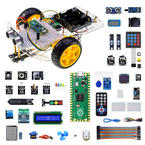 Kits for Raspberry Pi Pico, ELECROW Sensor Advanced Kit for Programming, Pi Pico Micropython 32 Projects Lessons and 32 Modules with Detailed Tutorial for Programmer - Advanced kit