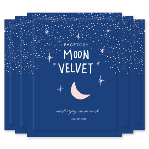 FACETORY Moon Velvet Moisturizing Cream with Jojoba Oil Sheet Mask - Moisturizing, Brightening, and Anti-Aging (Pack of 5) - Moon Velvet
