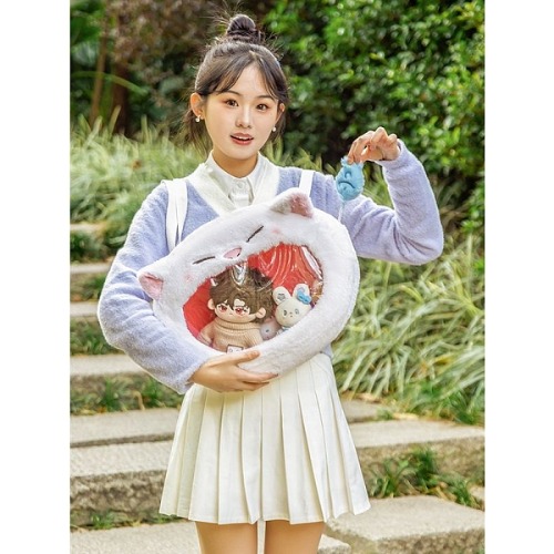 White Cat Plush Ita Backpack Bag