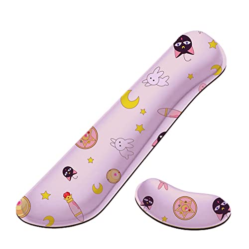DUOAMRE Sailor Moon Pink Keyboard Wrist Rest Mouse pad with Wrist Support for Computer Office Gaming Laptop