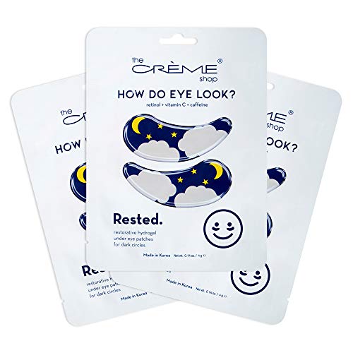 The Crème Shop - Rested Hydrogel Under Eye Patches for Dark Circles - Korean Skincare (3 Pack) - Rested