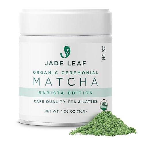 Jade Leaf Matcha Organic Ceremonial Grade Green Tea Powder - Barista Edition For Cafe Quality Tea & Lattes - Authentic Japanese Origin (1.06 Ounce Tin) - Ceremonial Barista (Tin) - 1.06 Ounce (Pack of 1)
