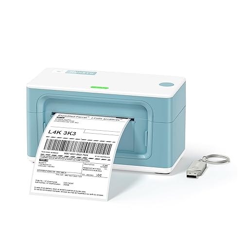 MUNBYN Thermal Label Printer, 4X6 USB Shipping Label Printer for Small Business & Packages, High-Speed 150mm/s, Japan 203 DPI ROHM Print Head, Compatible with Etsy, UPS, FedEx, Amazon, Ebay (Blue) - Blue