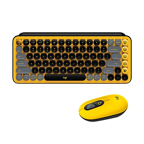 Logitech POP Wireless Mouse and POP Keys Mechanical Keyboard Combo - Customisable Emojis, SilentTouch, Precision/Speed Scroll, Design, Bluetooth, Multi-Device, OS Compatible – Blast Yellow - Blast Yellow - POP Keys + POP Mouse