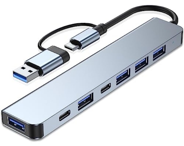 USB C Hub USB Hub 3.0, VIENON Aluminum 7 in 1 USB Extender, USB Splitter with 1 x USB 3.0, 4 x USB 2.0 and 2 x USB C Ports for MacBook Pro Air and More PC/Laptop/Tablet Devices - Expand USB & Type-C Port