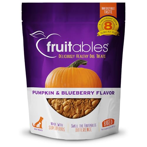 Fruitables Baked Dog Treats – Healthy Low Calorie , Free of Wheat, Corn and Soy – Pumpkin and Blueberry – 12 Ounces - 12 Ounce (Pack of 1) - Pumpkin and Blueberry