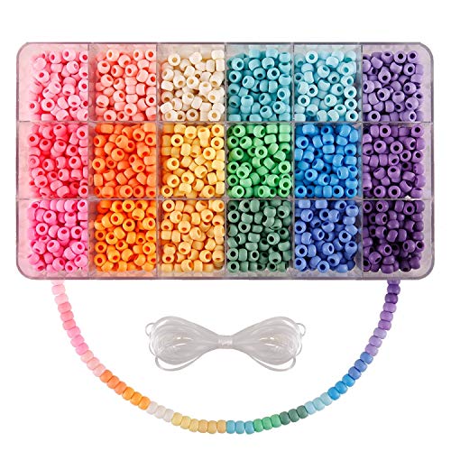 MAKERSLAND 2600+pcs Pony Beads Kit, 18 Colors Rainbow Craft Kandi Beads Set, Multicolor Plastic Matte Hair Beads Bulk for Braids for Opaque Braiding DIY Bracelet,Necklace,Key Chain and Jewelry Making - A-Pony Beads-4