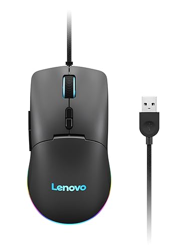 Lenovo M210 RGB Wired Gaming Mouse for PC, Laptop, Computer with Windows & Chrome OS - 3 Zone RGB, 8000 DPI Adjustable Sensor, 7 Programmable Buttons – Palm Grip Mouse for Gamers (Black) - Black M210 RGB