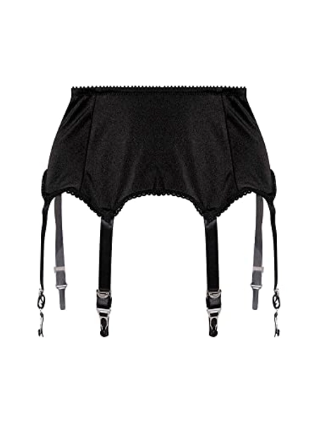 Michellecmm Women's Mesh Garter Belt High Waist Suspender Belt with Six Metal Clips for Women‘s Stockings/Lingerie - Black Medium