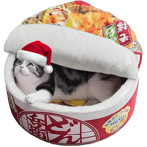 寵幸 Ramen Noodle Dog & Cat Bed,Keep Warm and Super Soft Creative Pet Nest for Indoor Cats,Removable Washable Cushion for Small Medium Large Dogs and Cats - 15.7"L x 15.7"W x 7.9"Th - red