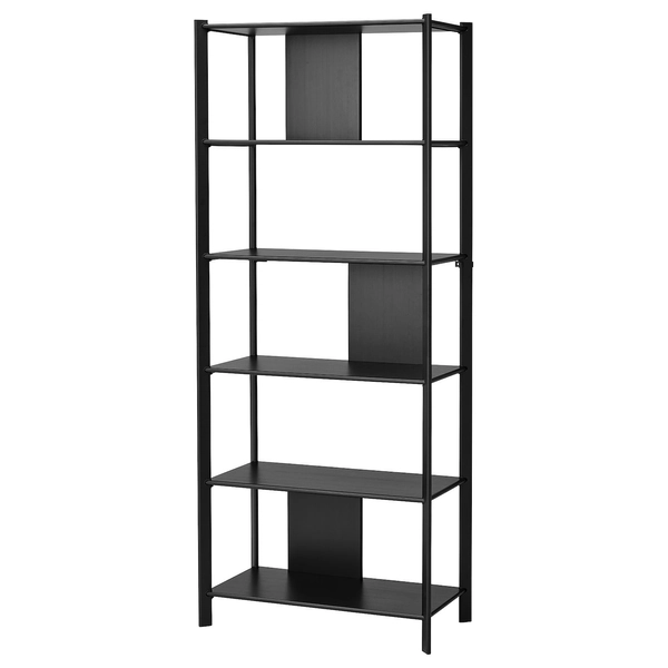 JÄTTESTA Shelf unit - black 31 1/2x76 3/4 "