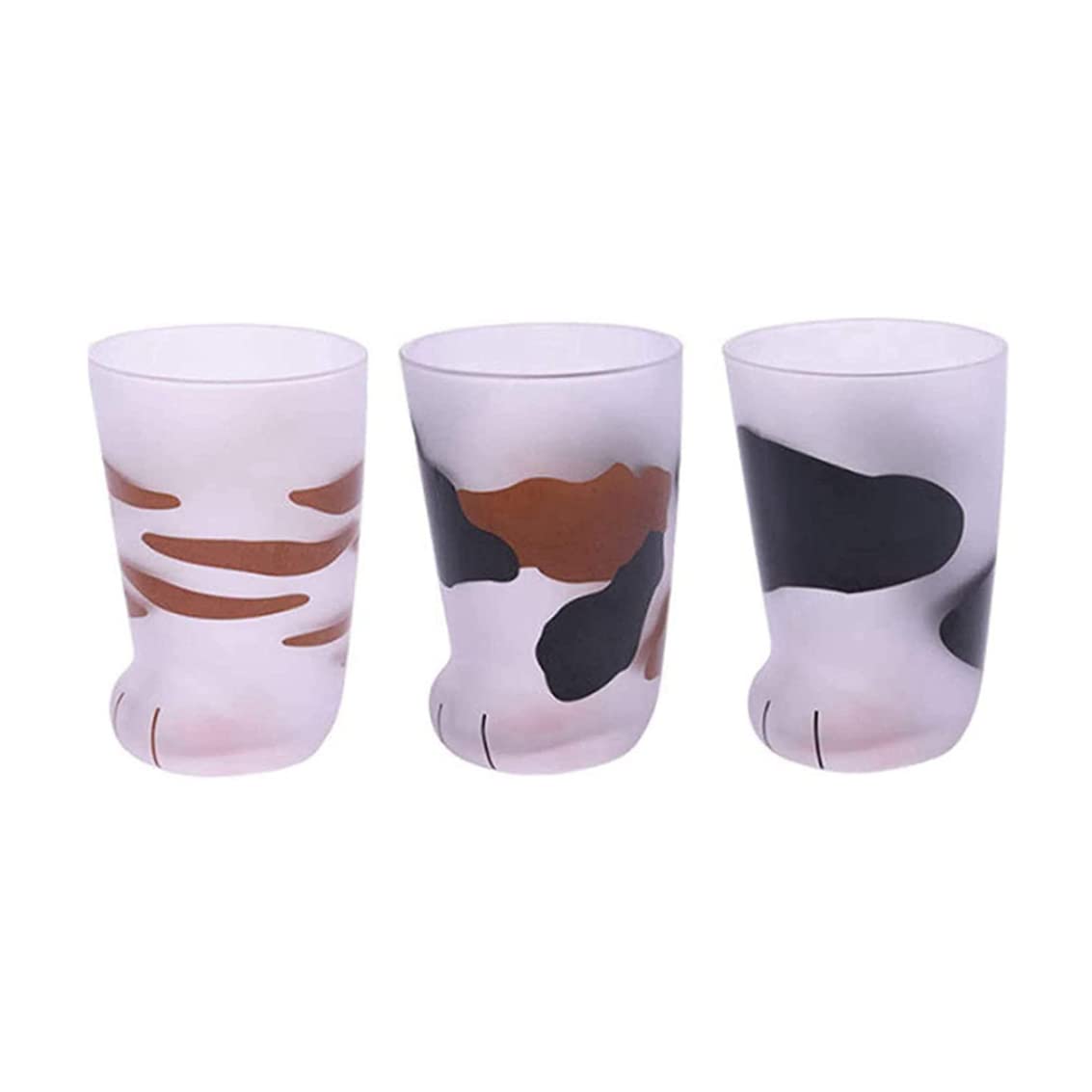 Cat Paw Matte Glass Cups Tiger Paws Mug Heat Resistant Cup Heat Resistant Milk Mug Valentines Gift 300 ml 3pcs Tea and Coffee Glasses Tableware - 