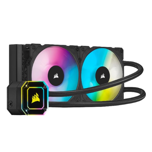 Corsair iCUE H100i ELITE CAPELLIX Liquid CPU Cooler (33 Ultra-Bright CAPELLIX RGB LEDs, Two 120 mm ML RGB Series PWM Fans, 400 to 2,400 RPM, Zero RPM Mode, Corsair iCUE Commander CORE Included) Black