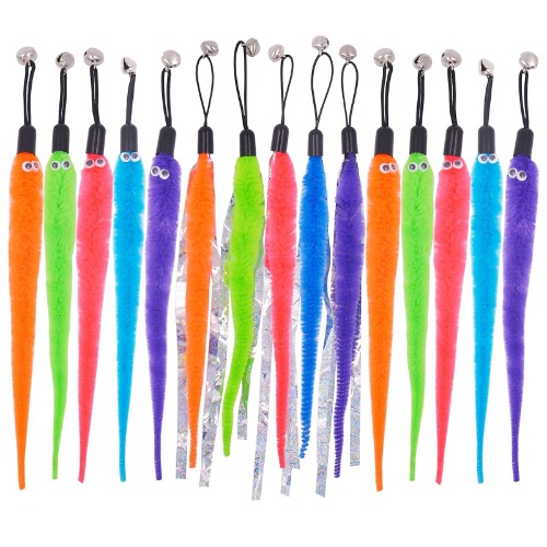 Cat Worm Toy Refills Cat Toy Wand Replacement, Cat Worms Refill, Worm Teaser Refills for Cat Wand - 15 PCS Worm Refills