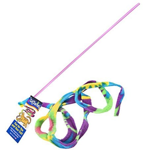 CAT DANCER Cat Toy Cat Charmer Safe Wand Teaser Colorful Fabric Ribbon Safe Flexible Exercise Toy - 1 pack