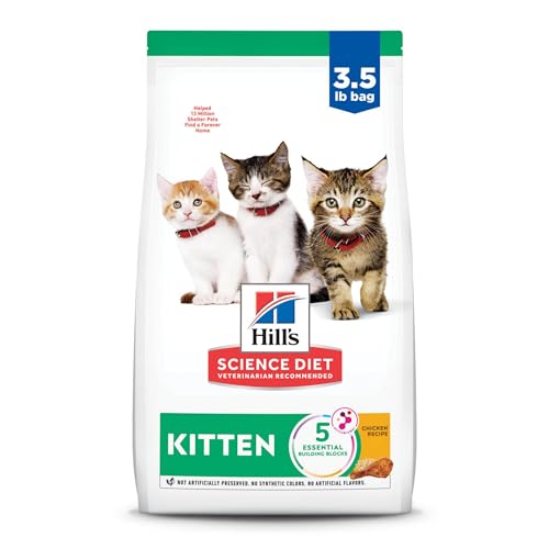 Hill's Science Diet Dry Cat Food, Kitten, Chicken Recipe, 3.5 lb. Bag (Packaging May Vary) - Chicken - 3.5 Pound (Pack of 1)