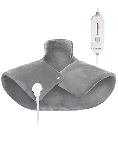 Heating Pad for Neck and Shoulders, ALLJOY Electric Shoulder Heating Pads for Pain Relief, Skin-Friendly Heated Neck Wrap 3 Heat Setting with Auto Shut Off for Home and Office 25"*18" Gray - Neck Shoulder Heating Pad