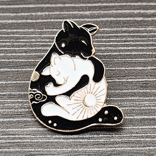 Hugging Cats Enamel Lapel Pin - Style 2