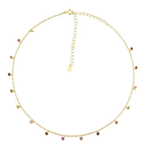 Daween Rainbow Stone Necklace - Gold