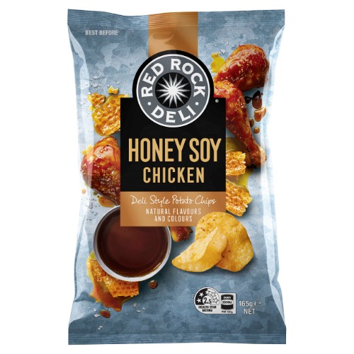 Red Rock Deli Chip Honey Soy Chicken Potato Chips Snacks No Added MSG 165g