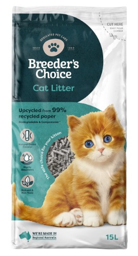 Breeders Choice 99% Recycled Paper Cat Litter 15 Litre