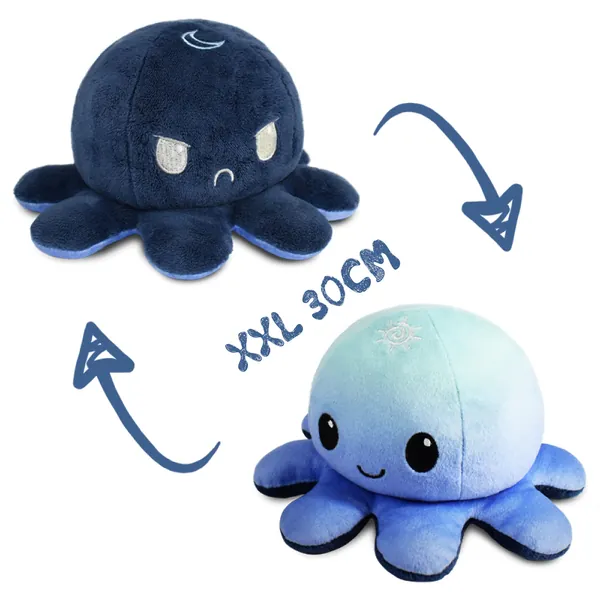KIFONI Beau Peluche Reversible Poulpe Enfant Cadeau, Peluche de Poulpe Recto-Verso Poupée, Peluche Pieuvre Peut Exprimer l'humeur et Soulager l'anxiété en Convient aux Enfants Garçons et Filles