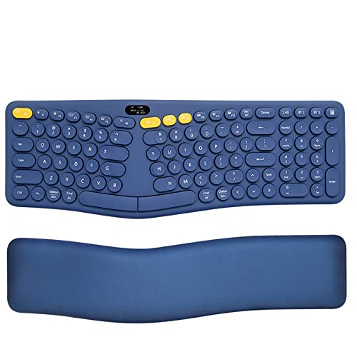 eirix 2.4G Wireless Ergonomic Bluetooth Computer Keyboard with Pillowed Wrist Rest, Comfortable Ergo Typewriter Split Keyboard, Compact 104 Keys Cute Retro Round Keycaps Keyboard for Mac/Windows